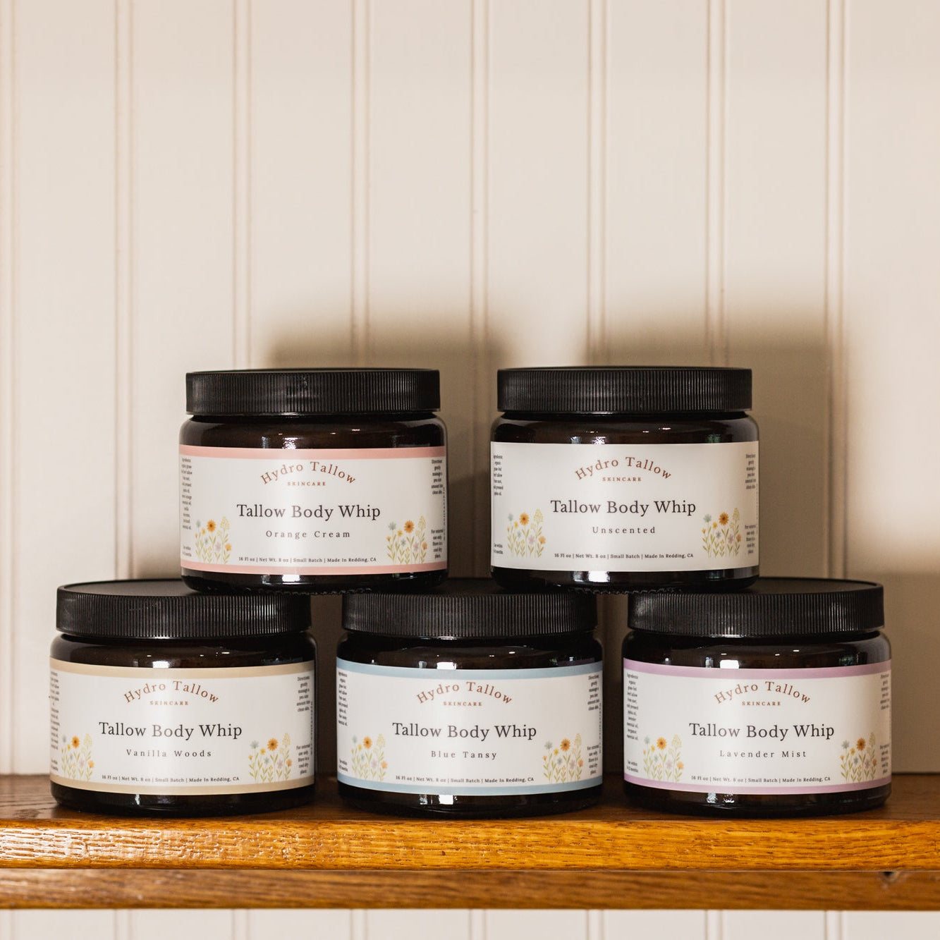 Lineup of HydroTallow body whip jars